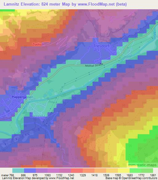 Lamnitz,Austria Elevation Map