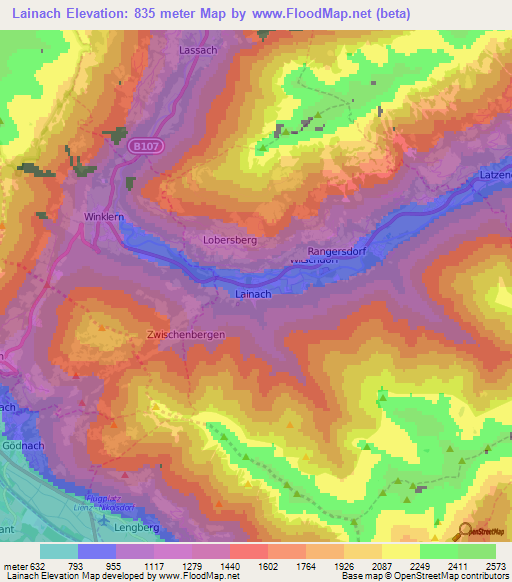 Lainach,Austria Elevation Map