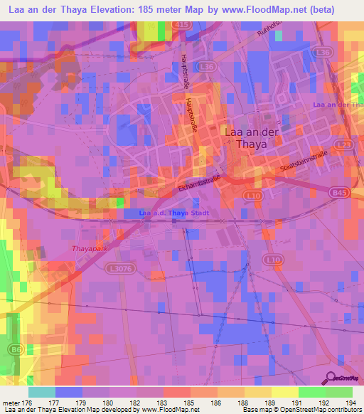 Laa an der Thaya,Austria Elevation Map