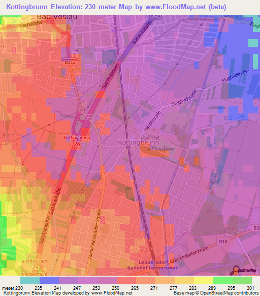 Kottingbrunn,Austria Elevation Map