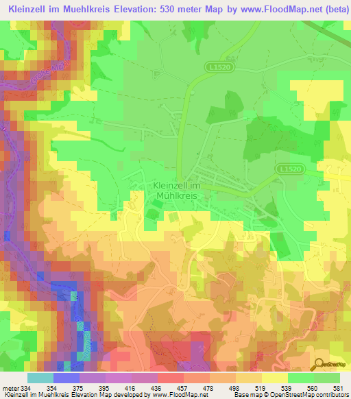 Kleinzell im Muehlkreis,Austria Elevation Map