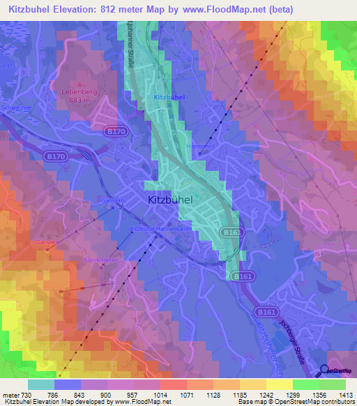 Kitzbuhel,Austria Elevation Map