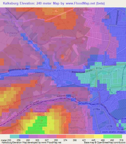 Kalksburg,Austria Elevation Map