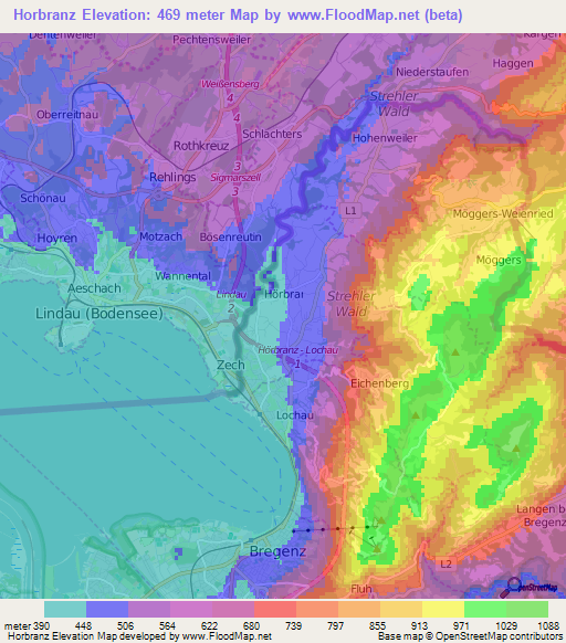 Horbranz,Austria Elevation Map