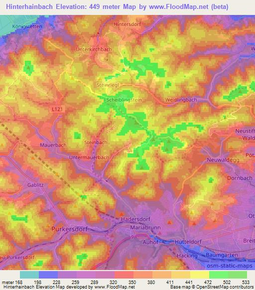 Hinterhainbach,Austria Elevation Map