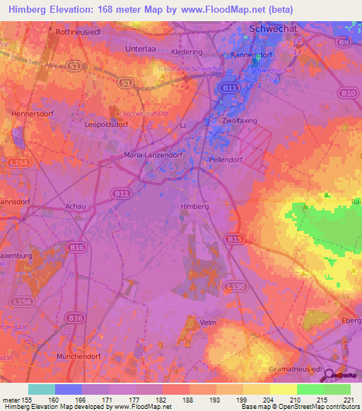 Himberg,Austria Elevation Map