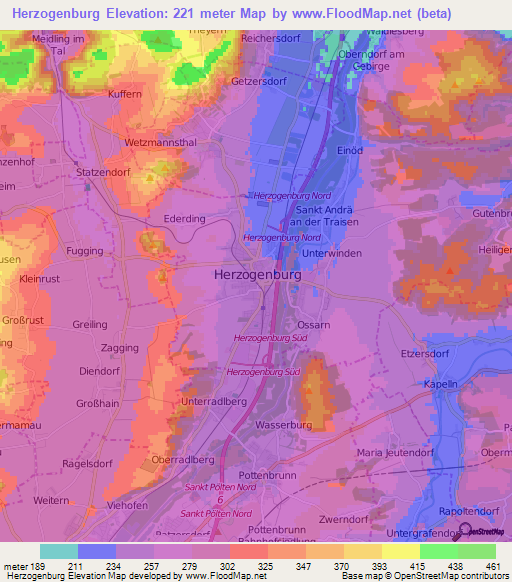 Herzogenburg,Austria Elevation Map