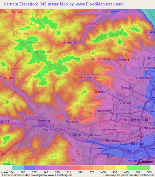 Hernals,Austria Elevation Map