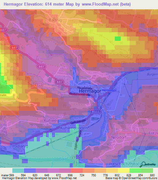 Hermagor,Austria Elevation Map