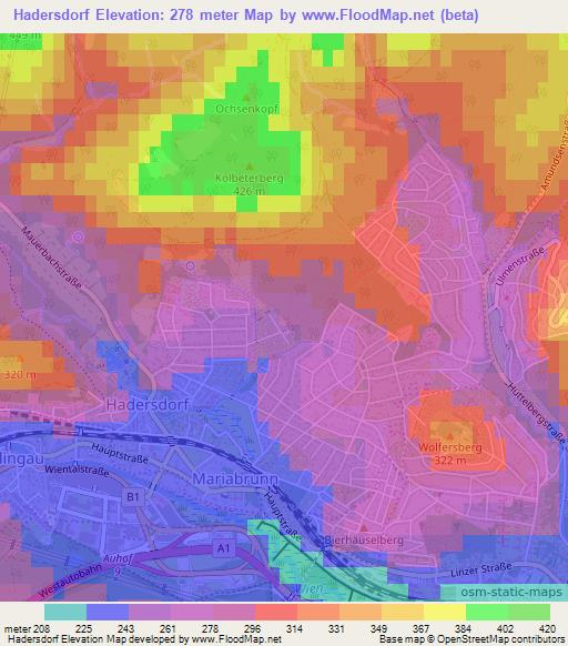 Hadersdorf,Austria Elevation Map