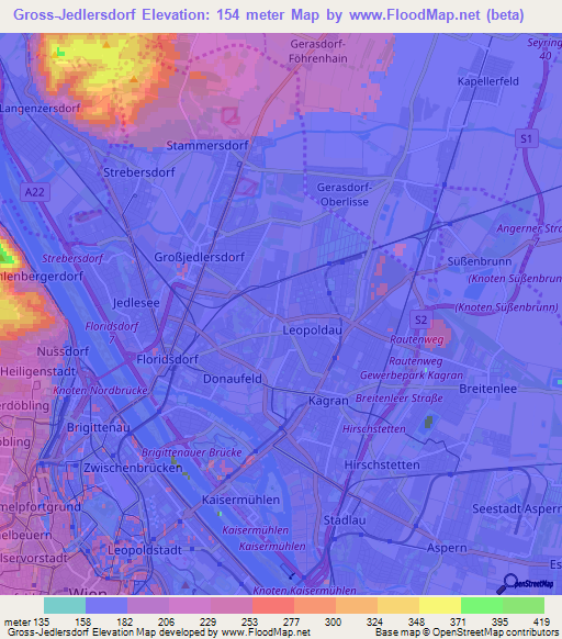 Gross-Jedlersdorf,Austria Elevation Map