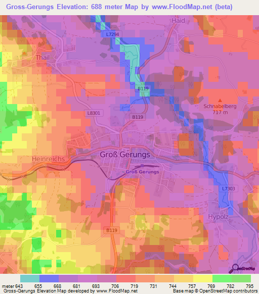 Gross-Gerungs,Austria Elevation Map