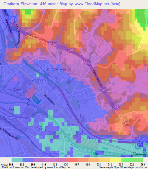 Gratkorn,Austria Elevation Map