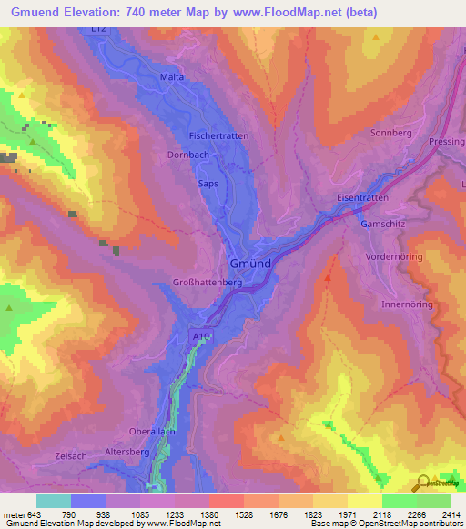 Gmuend,Austria Elevation Map