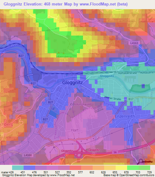 Gloggnitz,Austria Elevation Map