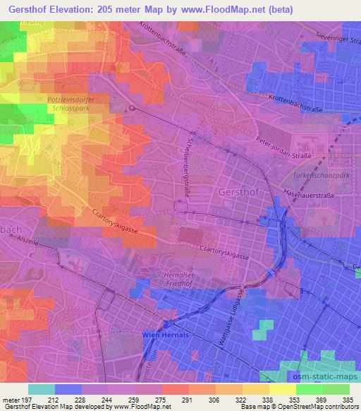 Gersthof,Austria Elevation Map