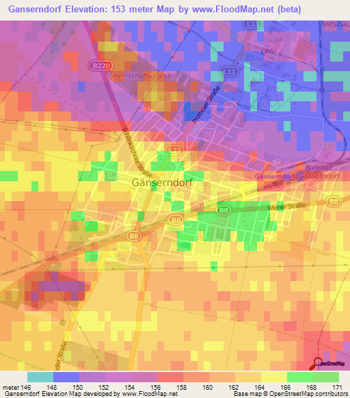 Ganserndorf,Austria Elevation Map