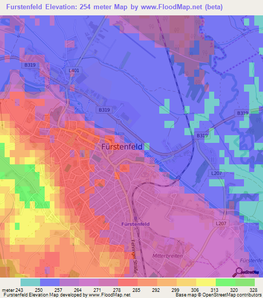 Furstenfeld,Austria Elevation Map