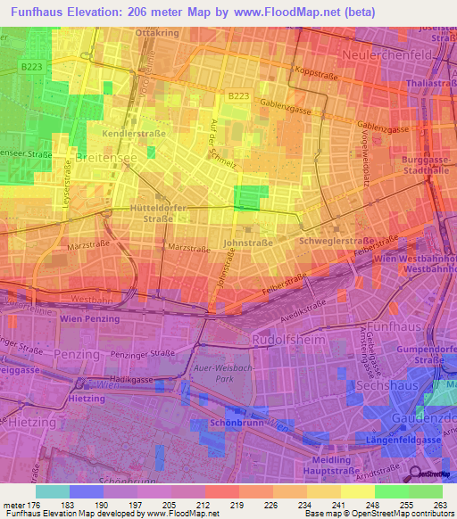 Funfhaus,Austria Elevation Map
