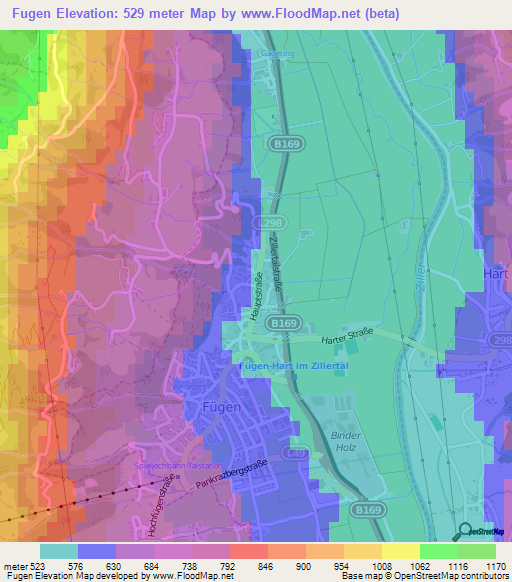 Fugen,Austria Elevation Map
