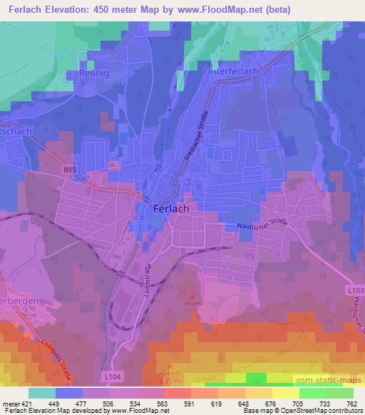 Ferlach,Austria Elevation Map