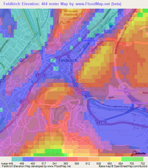 Feldkirch,Austria Elevation Map