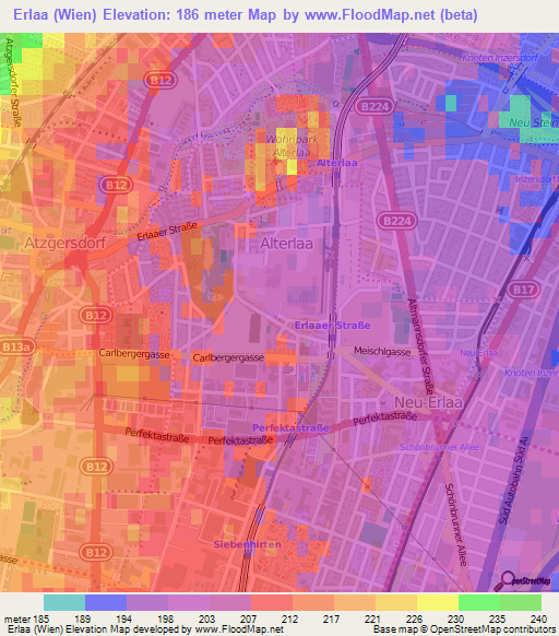 Erlaa (Wien),Austria Elevation Map