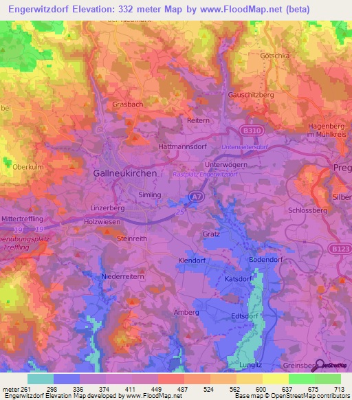 Engerwitzdorf,Austria Elevation Map