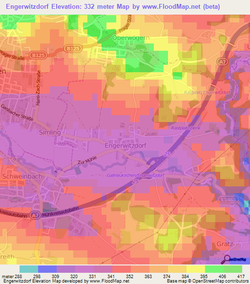 Engerwitzdorf,Austria Elevation Map