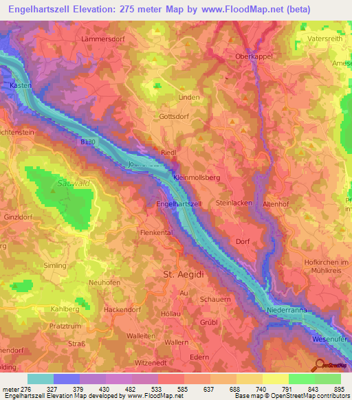 Engelhartszell,Austria Elevation Map