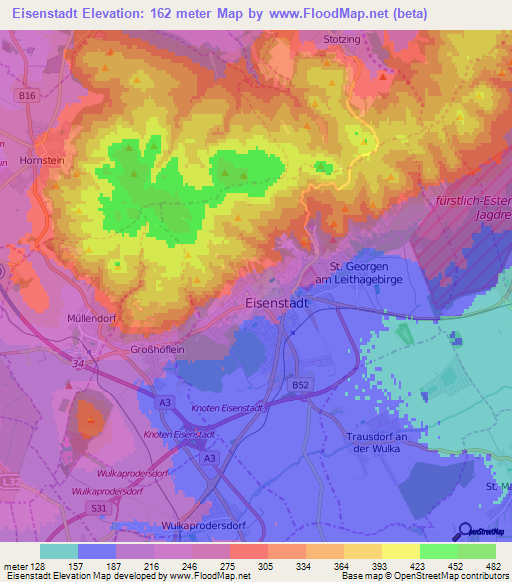 Eisenstadt,Austria Elevation Map