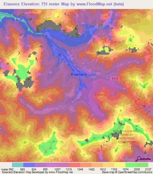 Eisenerz,Austria Elevation Map
