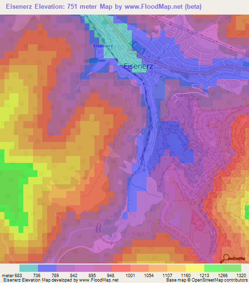 Eisenerz,Austria Elevation Map