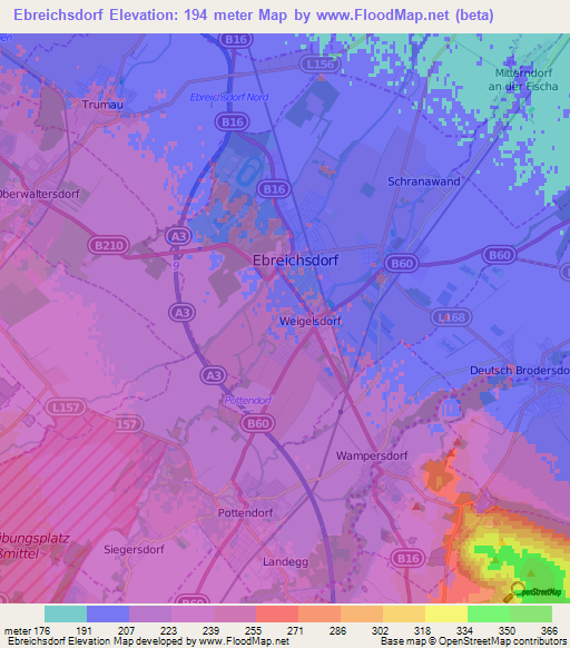 Ebreichsdorf,Austria Elevation Map