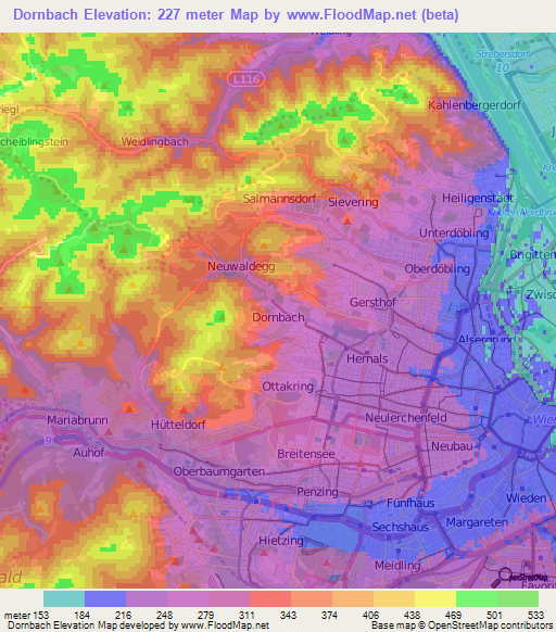 Dornbach,Austria Elevation Map