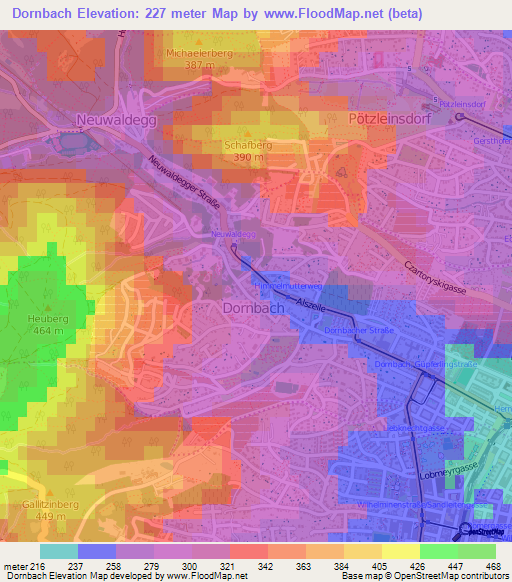Dornbach,Austria Elevation Map