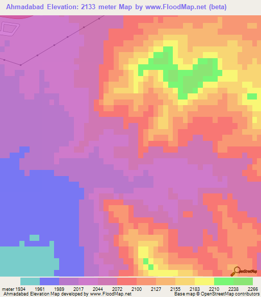 Ahmadabad,Iran Elevation Map