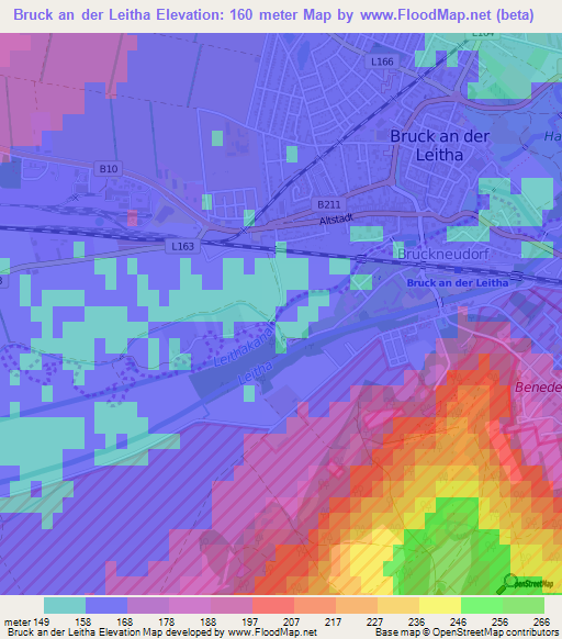 Bruck an der Leitha,Austria Elevation Map