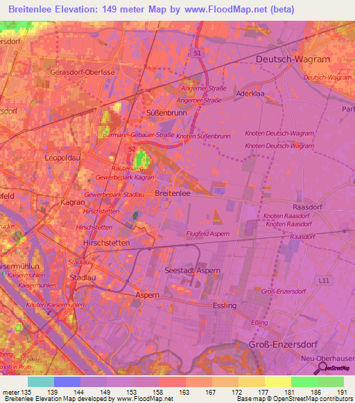 Breitenlee,Austria Elevation Map