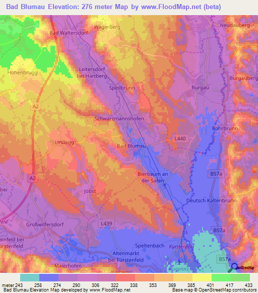 Bad Blumau,Austria Elevation Map