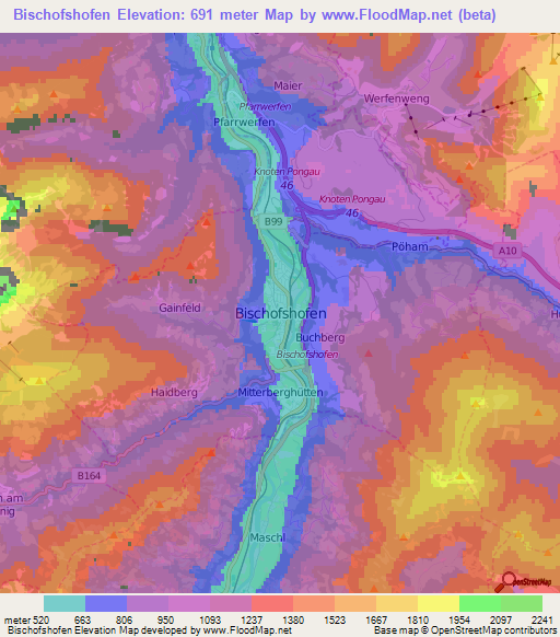 Bischofshofen,Austria Elevation Map