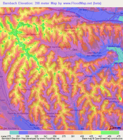 Barnbach,Austria Elevation Map