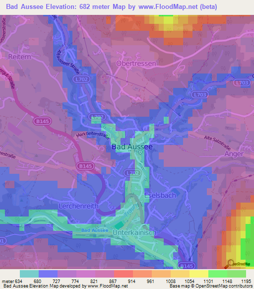 Bad Aussee,Austria Elevation Map