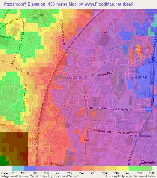 Atzgersdorf,Austria Elevation Map