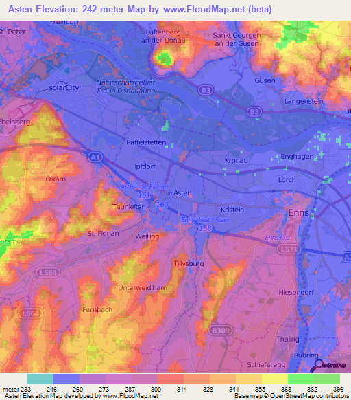 Asten,Austria Elevation Map