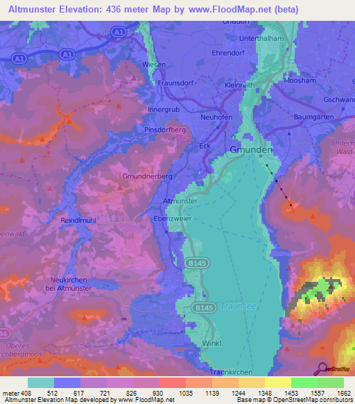 Altmunster,Austria Elevation Map