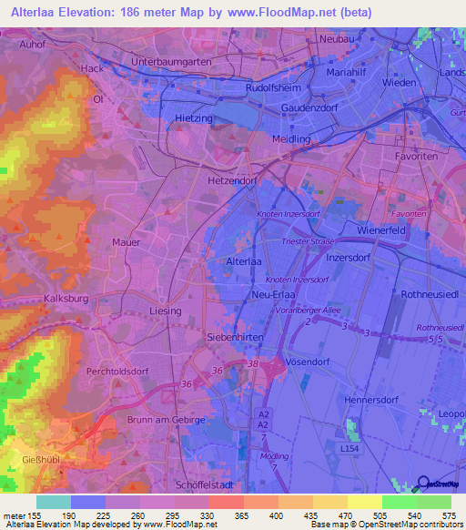 Alterlaa,Austria Elevation Map