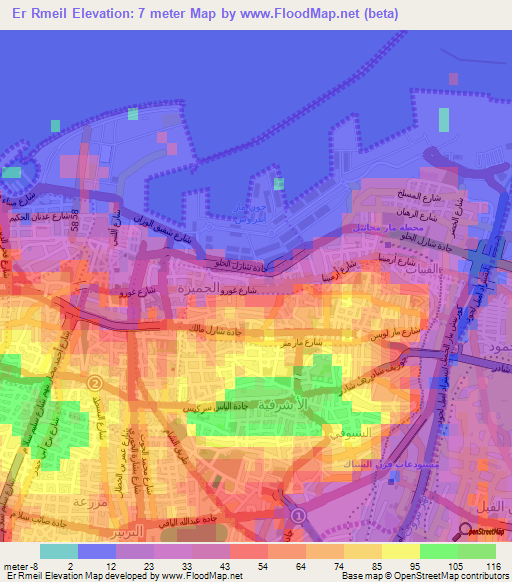 Er Rmeil,Lebanon Elevation Map
