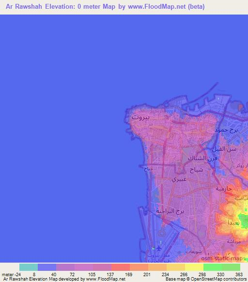 Ar Rawshah,Lebanon Elevation Map
