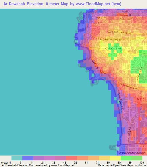 Ar Rawshah,Lebanon Elevation Map